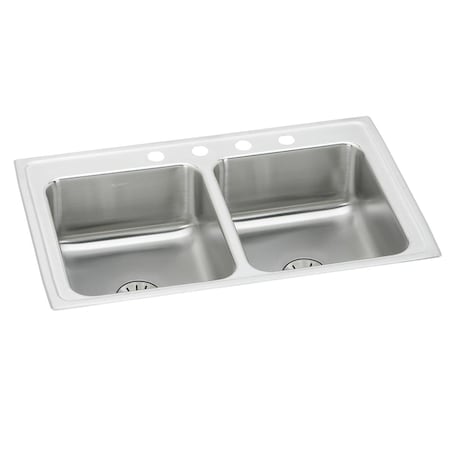 Elkay Lustertone Stainless Steel 29 X 18 X 6-1/2 Equal Double Bowl Top Mount Ada Sink With Perfect Drain LRAD291865PD5